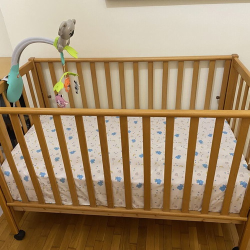Baby cot used with wheels and adjustable rails 131x73 cm