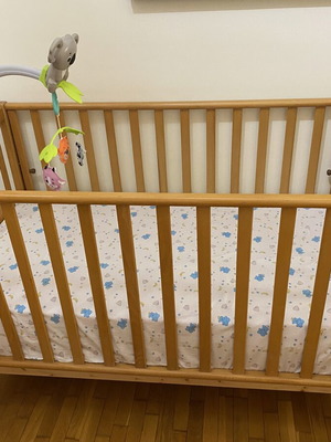 Baby cot used with wheels and adjustable rails 131x73 cm