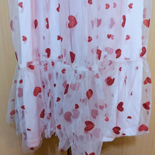 Dress light pink with hearts like new, size M/L
