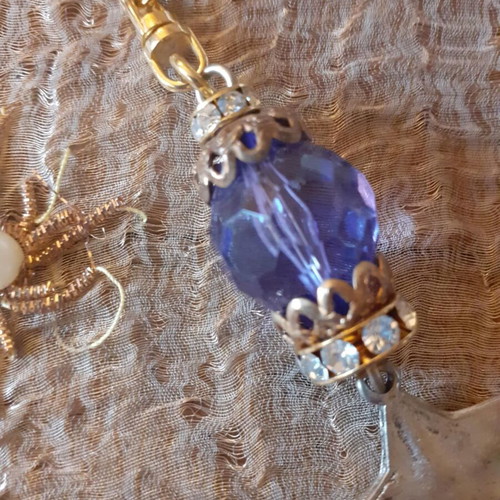Keychain new with star charm and blue stone