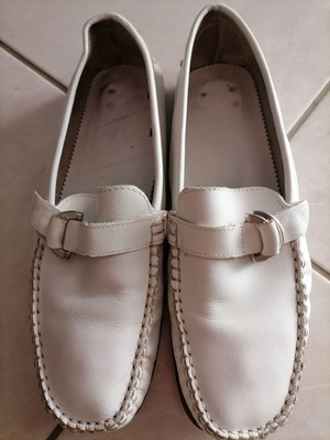 Stefanel women's leather moccasins used, white, size 39
