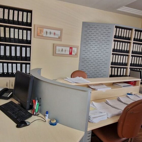 Office equipment used, 25 bookshelves and 11 desks