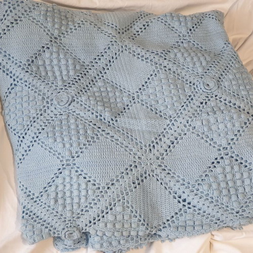 Handmade crochet blanket 2.20x2.00 m, 70s style
