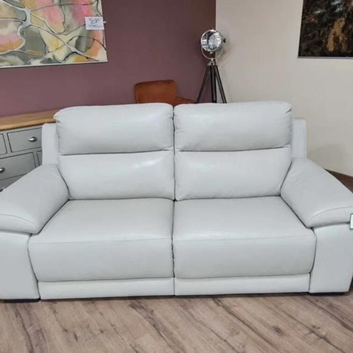 Italian gray leather sofa set Moreno three-seater and two armchairs new