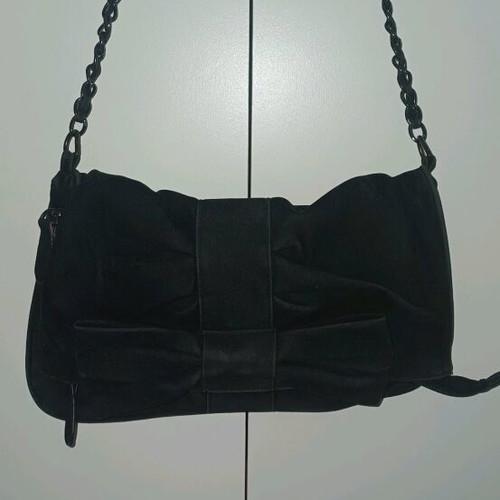 Tally shoulder bag used, black with bow detail