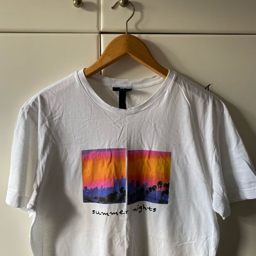 H&M short-sleeve shirt used, size M, white with print