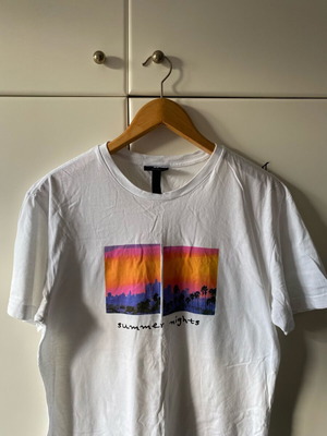 H&M short-sleeve shirt used, size M, white with print