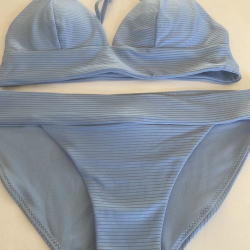 Blue Ribbed Bikini Set like new, size XL