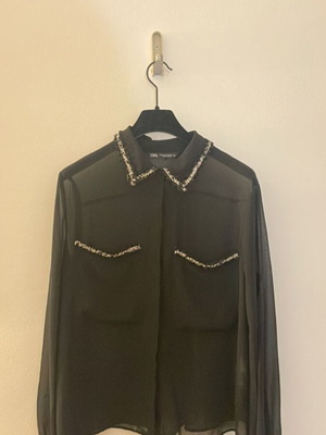 Zara πουκάμισο σαν καινούργιο, see through με tweed λεπτομέρειες