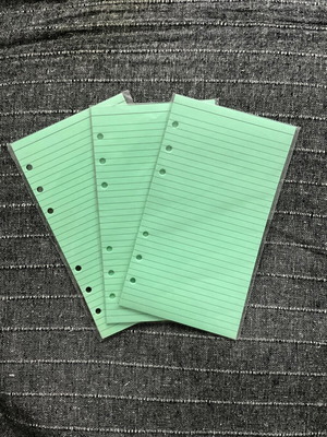 Personal refill paper green lined 9.5 x 17 cm, pack of 3