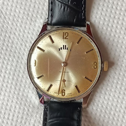 Tellus Incabloc Swiss wristwatch like new, men's silver
