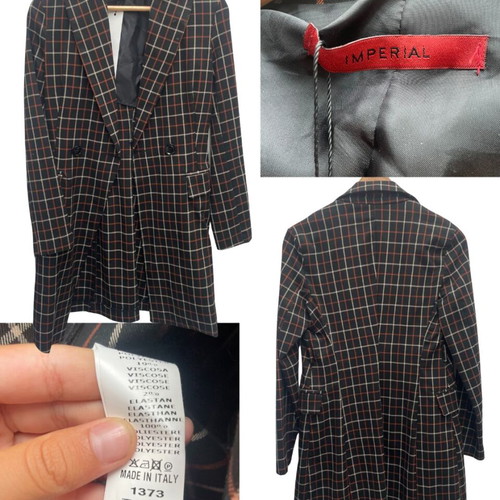 Imperial Plaid Longline Blazer Coat made in Italy used