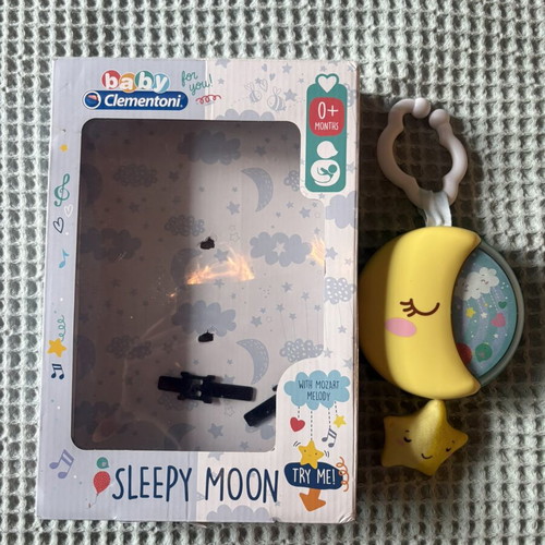 Baby Clementoni Sleepy Moon Musical Hanging Toy like new, with box