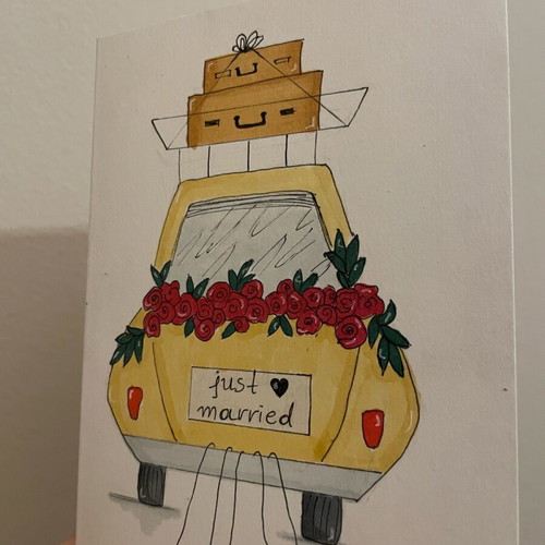 Greeting card new, hand-painted with envelope