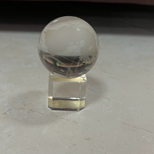 Crystal small globe on base new, flawless
