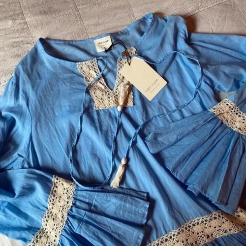 Cotton Kaftan Fullah Sugah new, size XL, beige and blue