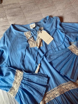 Cotton Kaftan Fullah Sugah new, size XL, beige and blue