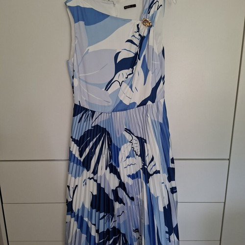 Motf dress like new, romantic, white and blue, size L