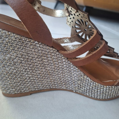 Mourtzi platform sandals size 38 like new, brown, 10 cm heel