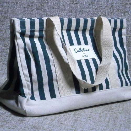 Cabotine de Gres women's hand bag new, fabric white and blue