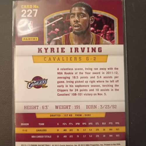 Panini Basketball 2012-13 Kyrie Irving #227 card new