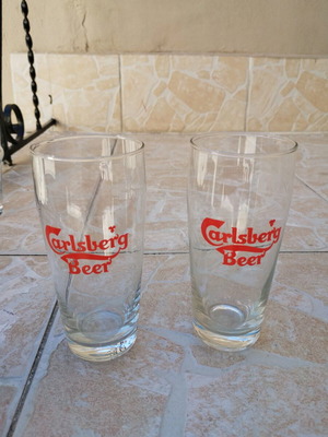Carlsberg beer collectible glasses from 1980s like new, set of 2