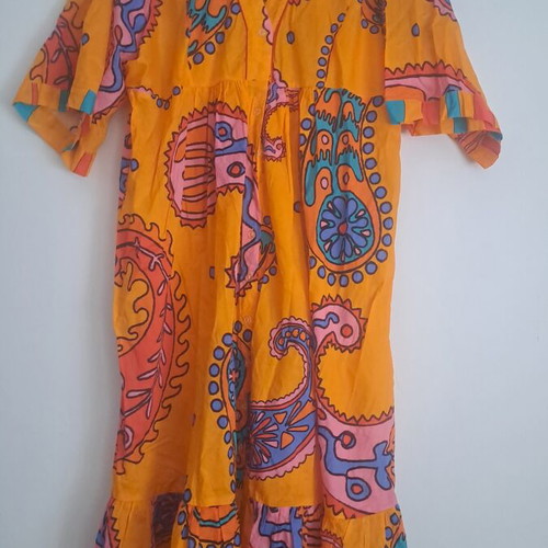 Karavan dress one size, like new, cotton, orange with belt and buttons