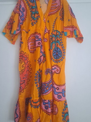 Karavan dress one size, like new, cotton, orange with belt and buttons