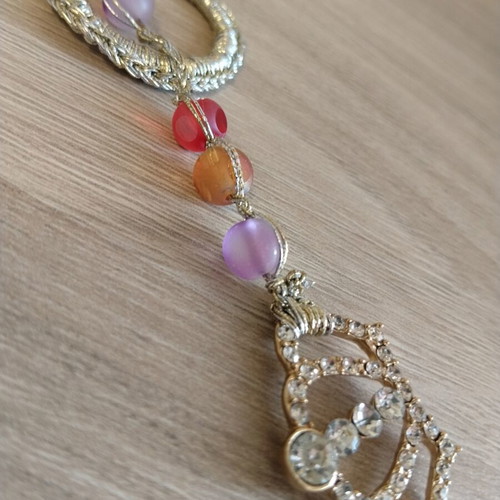 Handmade necklace woven with silver thread like new