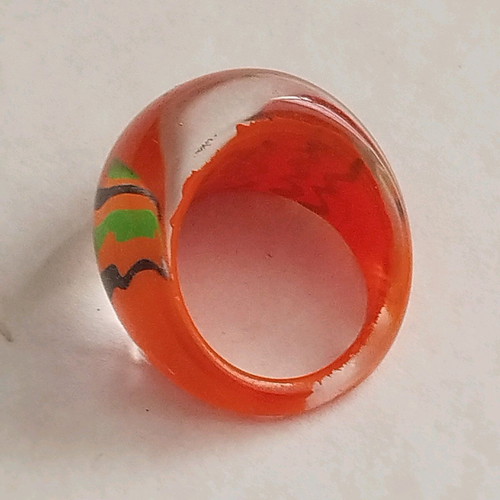 Ring made of liquid glass new, size 17, orange