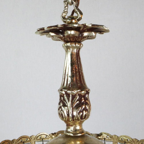 Single ceiling light from 1960 new, metal and crystal