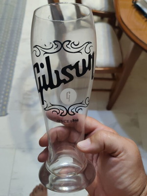 Gibson Pilsner Glass collectible with black logo