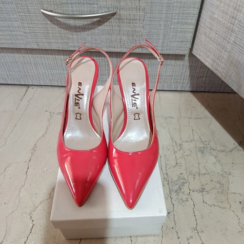 Envie Shoes slingback pumps, coral patent leather, size 39