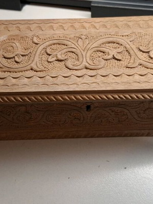 Wooden jewelry box used, brown, 80 years old