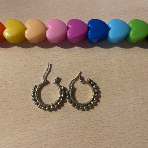 Vesto Pazzo handmade silver-plated hoop earrings used, hypoallergenic