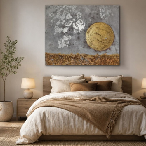 Painting "Φεγγαρι" mixed media acrylic on canvas new
