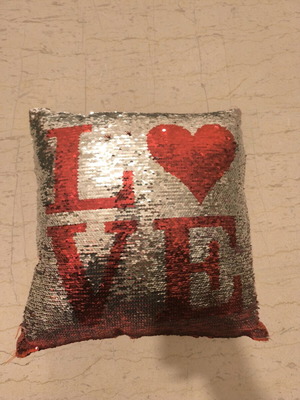 Decorative square pillow 30x30 LOVE with sequins like new