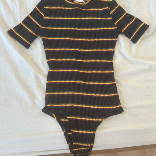 Bodysuit black with yellow stripes, size XS, like new