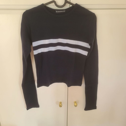 Brandy Melville sweater used, 100% cotton, blue with white stripes, size S