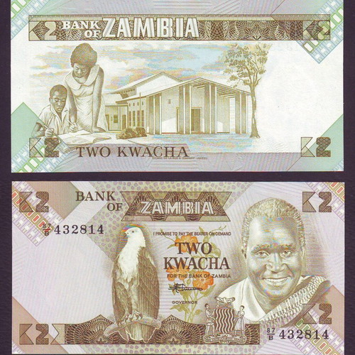 Zambia 2 Kwacha 1986 uncirculated UNC