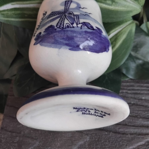 Vintage συλλογή Delft Blue χειροποίητη ζωγραφική, σετ 5 κεραμικών με ξύλινο τσόκαρο