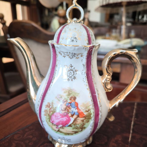 Vintage porcelain coffee set with gilding, 11 pieces, 1960s-70s