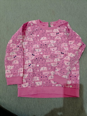 Mothercare sweatshirt used, 3-4 years, fuchsia with cat patterns