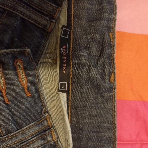 Raxevsky jeans small, like new, blue with embroidery and fades