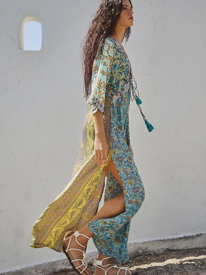 BSB boho floral caftan dress, size 40