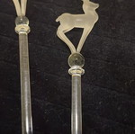 Crystal drink stirrers with animals, set of 4, new