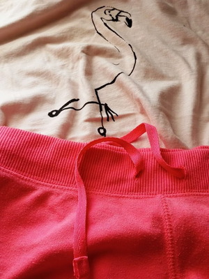 Women’s set shorts and short-sleeve t-shirt used, pink