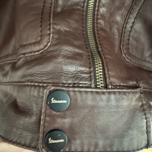 Vespa Piaggio leather jacket used, brown, size XL fits like L