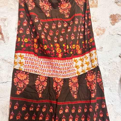 Helmi Strapless Maxi Dress used, size 44, red orange