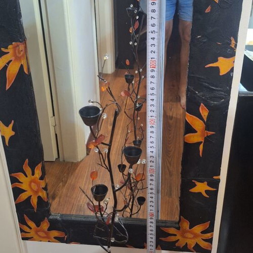 Metal tree-shaped floor candle holder like new, 1 meter tall